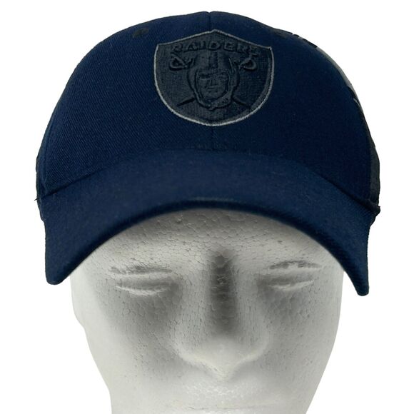 Las Vegas Raiders Hat Baseball Cap Flex Fitted OSFA NFL Reebok One Fit Navy Blue - Picture 2 of 13